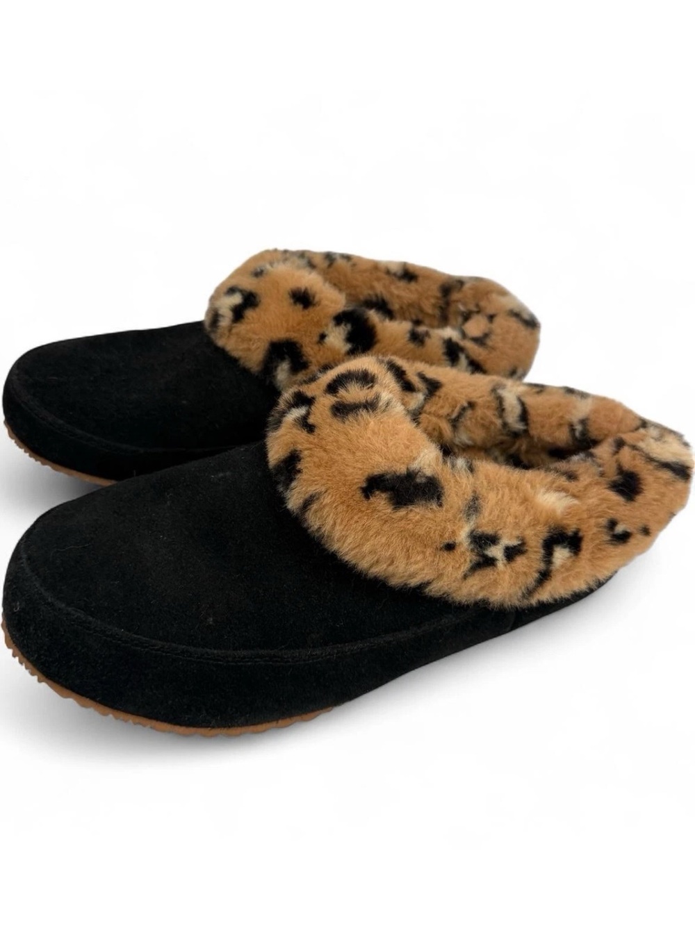 Sorel Women's Go Coffee Run Slippers in Black Leopard US 8 Cozy Warm Shoes